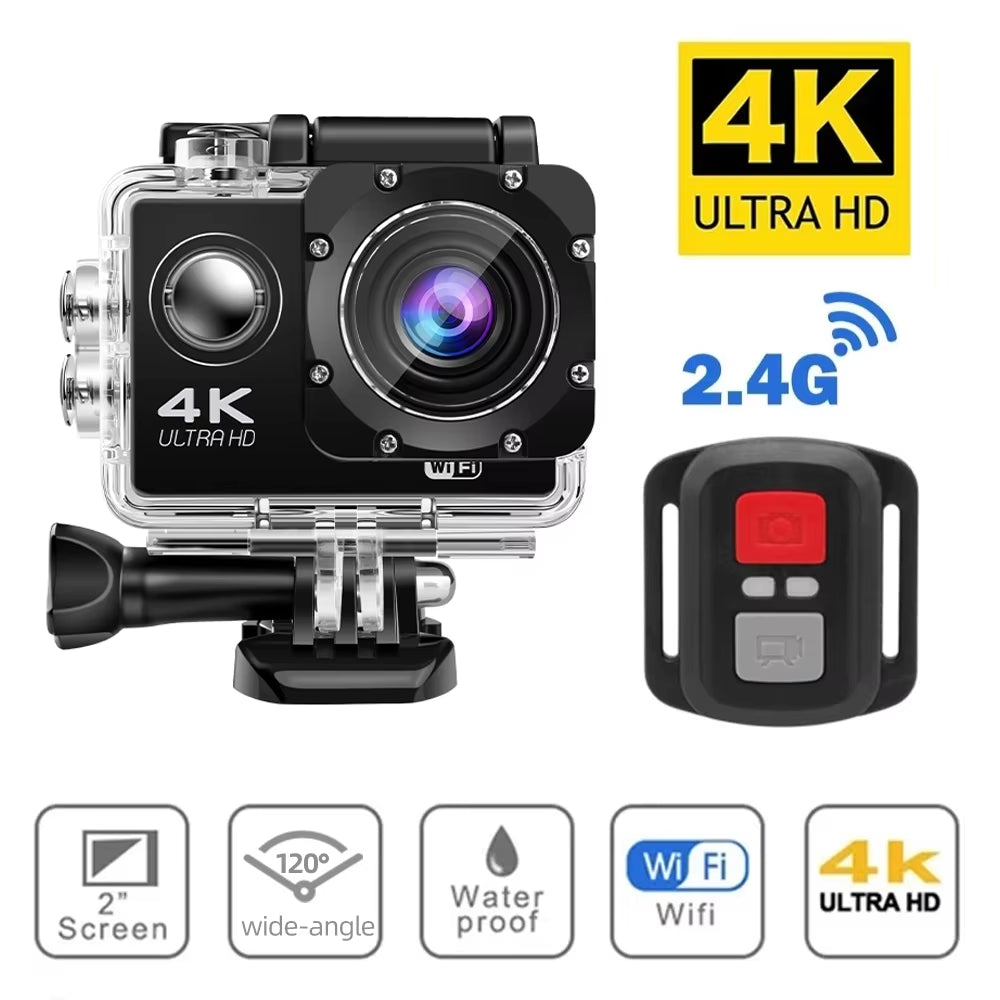 4K Action Camera Wifi 2.0" Screen 1080P/30FPS Waterproof Camera Helmet Video Recording Camera Sports Cameras Outdoor Mini Cam