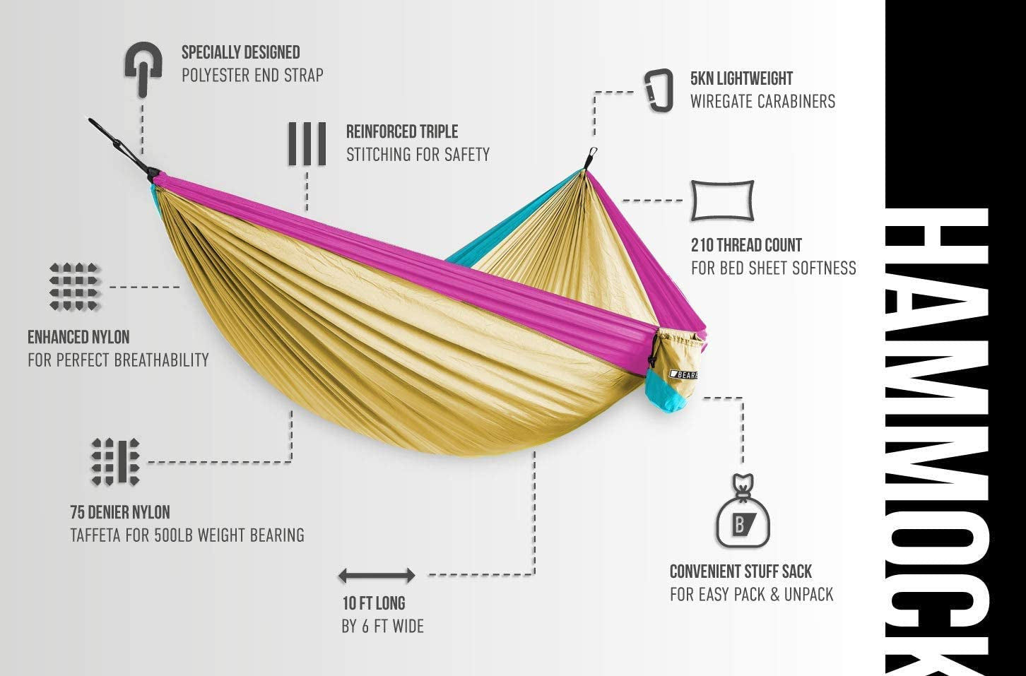 Double Camping Hammock - Portable 2-Person Backpacking and Hiking Gear for Outdoor Adventures