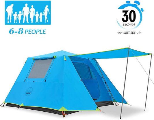 Camping Tents 6 Person Waterproof Instant Tents 6 People Cabin Tent Easy Setup with Sun Shade Automatic Aluminum Pole