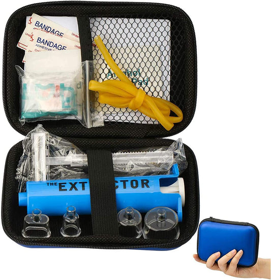 Comprehensive Emergency First Aid Kit for Snake Bites and Bee Stings with Venom Extractor Suction Pump and CPR Face Shield - Perfect for Hiking, Backpacking, and Camping