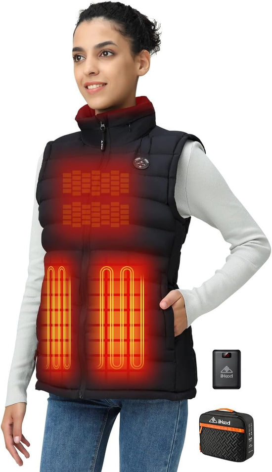 Women'S Heated Vest with Battery Pack, Heated Vest Women with Retractable Heated Hood Washable Heated Jackets for Women