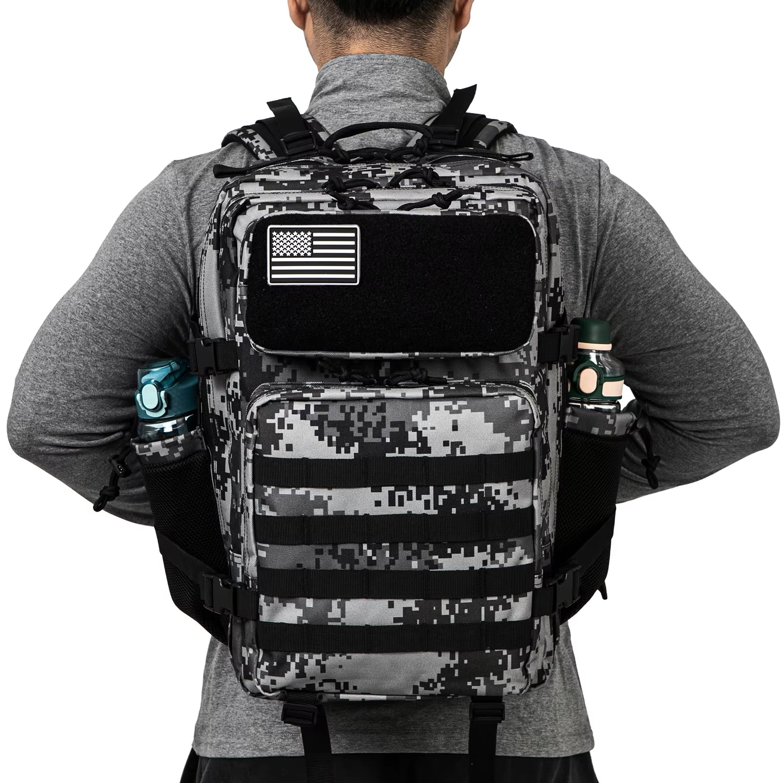 45L Molle Tactical Backpack Bag Hunting MOLLE Backpack GYM for Men EDC Outdoor Hiking Survival Rucksack Witch Bottle Holder